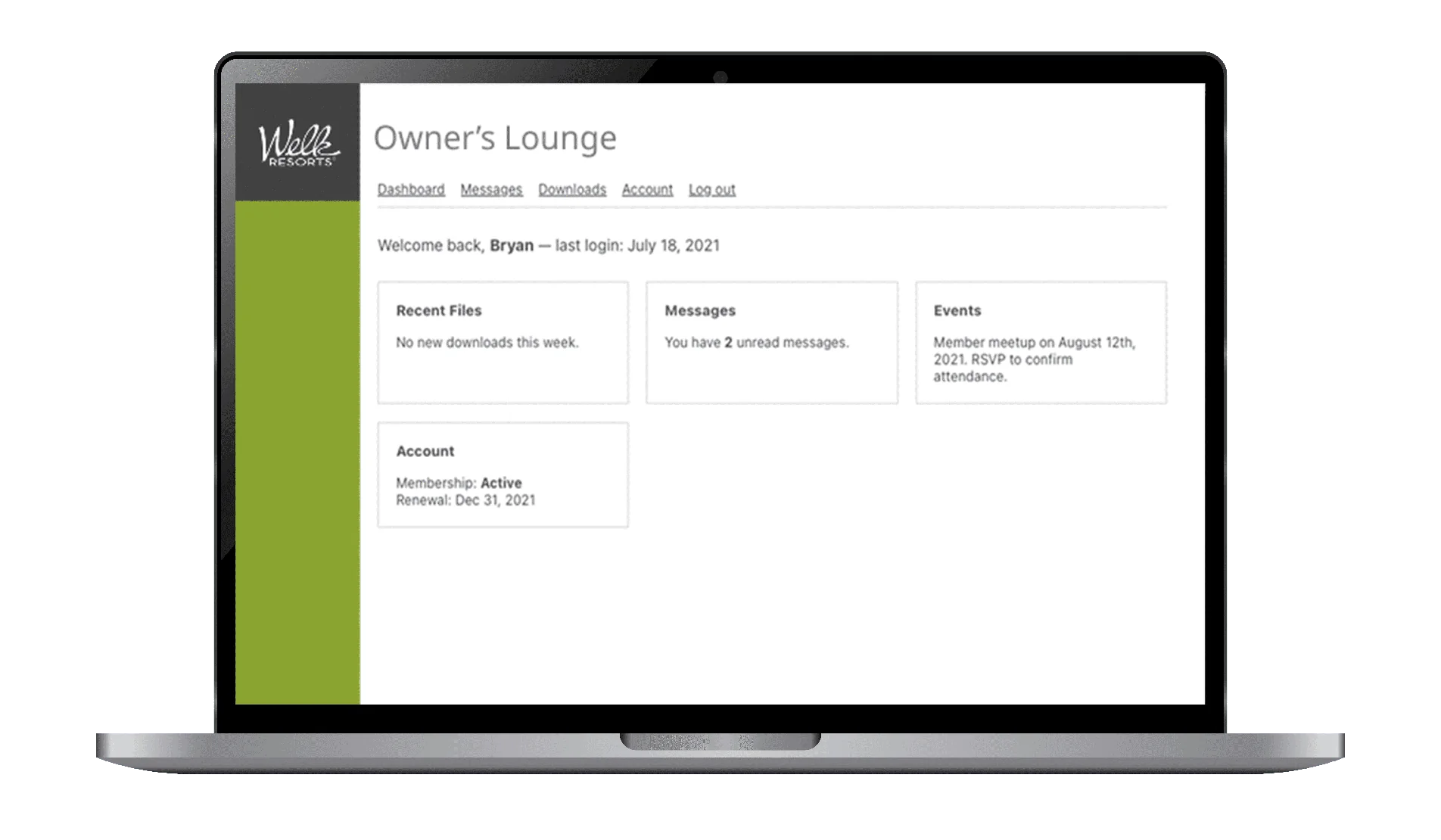 The Owner’s Lounge portal before redesign