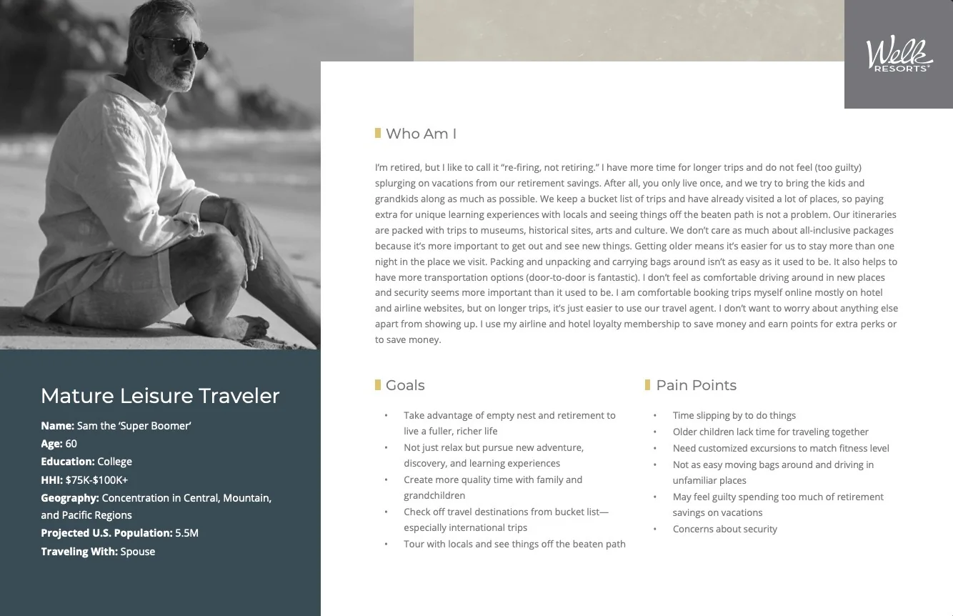 Persona sheet — the mature leisure traveler